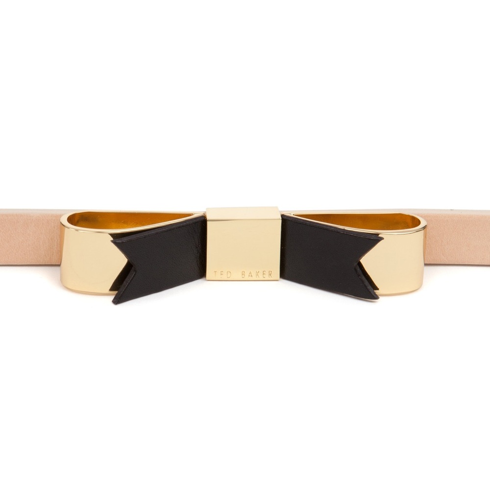 Ted Baker Gold and Black Bow Buckle Belt